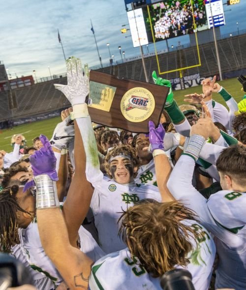 ND football team celebrating championship win